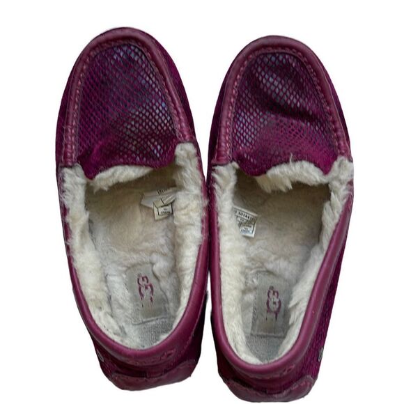 UGG MAGENTA Suede Snakeskin Effect Slip OnMoccasin Slippers Size 7 - Picture 5 of 7